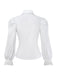 White 1960s Puff Sleeve Bow Tie Blouse - vintage fashion, retro style, pure white