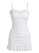 [Pre-Sale] White 1960s Ruffle Collar Fitted Ruched Swimsuit, vintage swimsuit, pin-up swimwear - perfect for women who love vintage and retro fashion