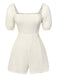 White 1960s Solid Puff Square Neck Romper, vintage romper, retro jumpsuit - perfect for women who love vintage and retro fashion