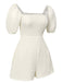 White 1960s Solid Puff Square Neck Romper, vintage romper, retro jumpsuit - perfect for women who love vintage and retro fashion