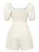 White 1960s Solid Puff Square Neck Romper, vintage romper, retro jumpsuit - perfect for women who love vintage and retro fashion