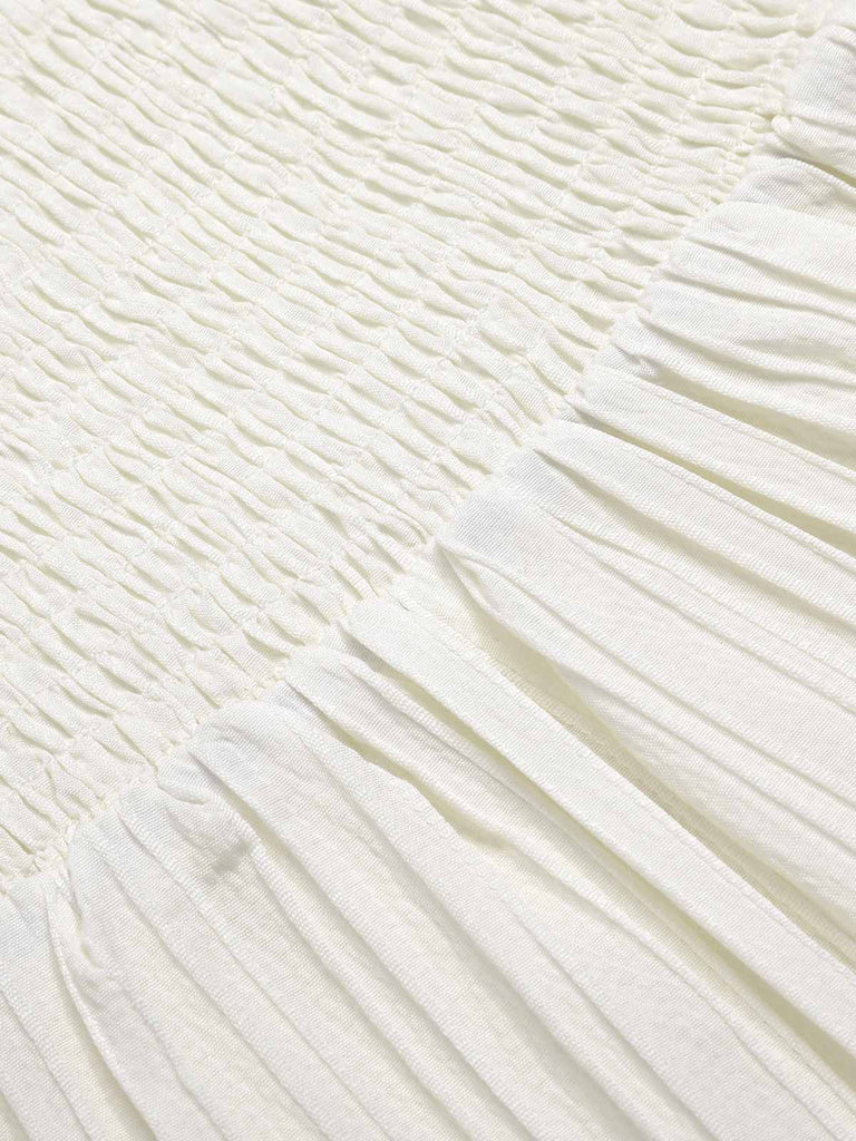 White 1960s Solid Puff Square Neck Romper, vintage romper, retro jumpsuit - perfect for women who love vintage and retro fashion