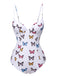 White 1970s Butterfly Strap One-Piece Swimsuit, vintage swimsuit, pin-up swimwear - perfect for women who love vintage and retro fashion