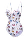 White 1970s Butterfly Strap One-Piece Swimsuit, vintage swimsuit, pin-up swimwear - perfect for women who love vintage and retro fashion
