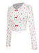 White 1970s Curled Heart Bow Long Sleeve Pajamas — 1970s style that transcends decades