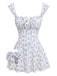 White 1970s Floral Ruffle Cap-Sleeve Square-Neck Swimdress - vintage dress, retro fashion, elegant style for vintage lovers
