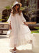 White 1970s Off-Shoulder Lace Tiered  Boho Dress - vintage dress, retro fashion, elegant red