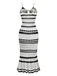 White 1970s Striped Knit Bodycon Dress: where 1970s romance meets her modern spirit