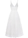 White 1970s V-Neck Boho Lace Maxi Dress - vintage dress, retro fashion, pure white