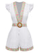 [Pre-Sale] White 1970s V-Neck Cotton Bohemian Embroidered Romper, vintage romper, retro jumpsuit - perfect for women who love vintage and retro fashion