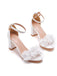 White 3D Flower Chunky Heel Sandals — vintage style that transcends decades