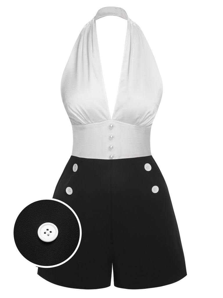 1950s DeepV Halter Romper | 1950s | vintage romper, retro jumpsuit