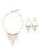 White Bohemian Pearl Tassel Necklace & Earrings Set - vintage accessory, retro jewelry, classic style for vintage lovers