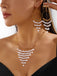 White Bohemian Pearl Tassel Necklace & Earrings Set: beautiful vintage accessory, retro jewelry, classic style with timeless appeal