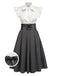 White & Gray 1950s Lace-Up Swing Dress — vintage elegance for the modern woman
