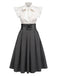 White & Gray 1950s Lace-Up Swing Dress: timeless style reimagined
