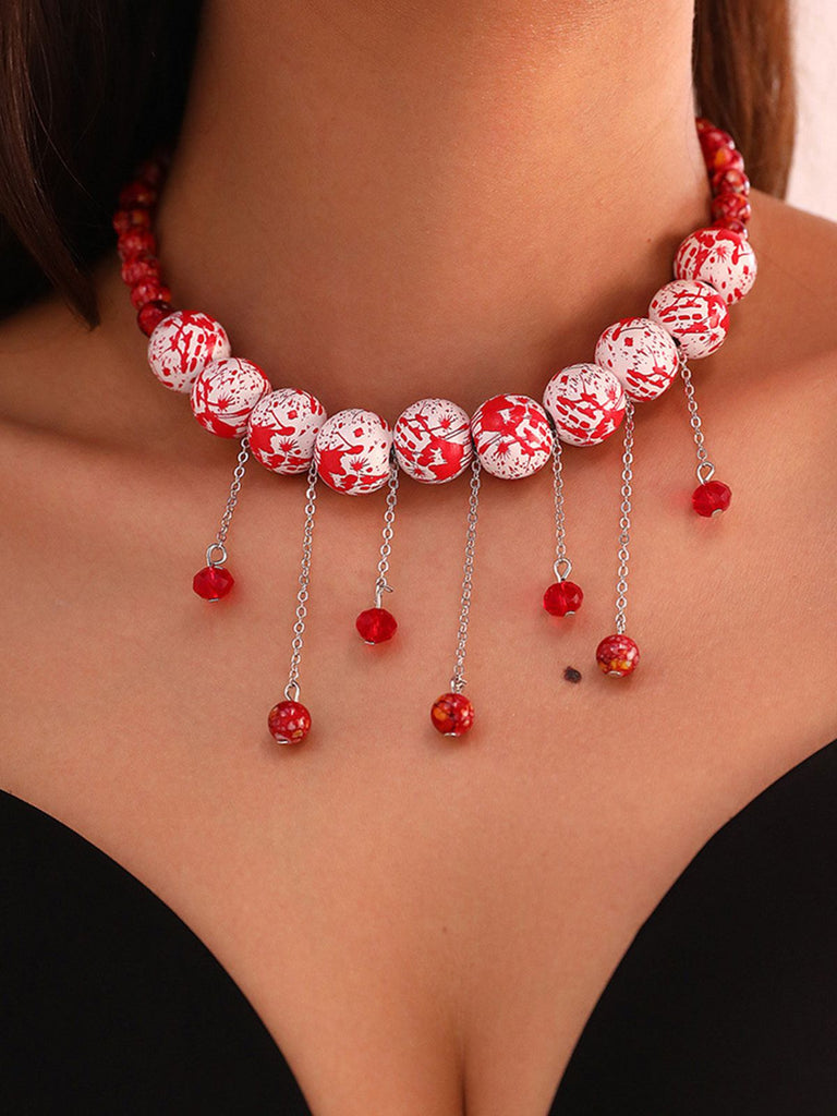 White Halloween Blood Gothic Necklace, vintage fashion, retro style - perfect for women who love vintage and retro fashion