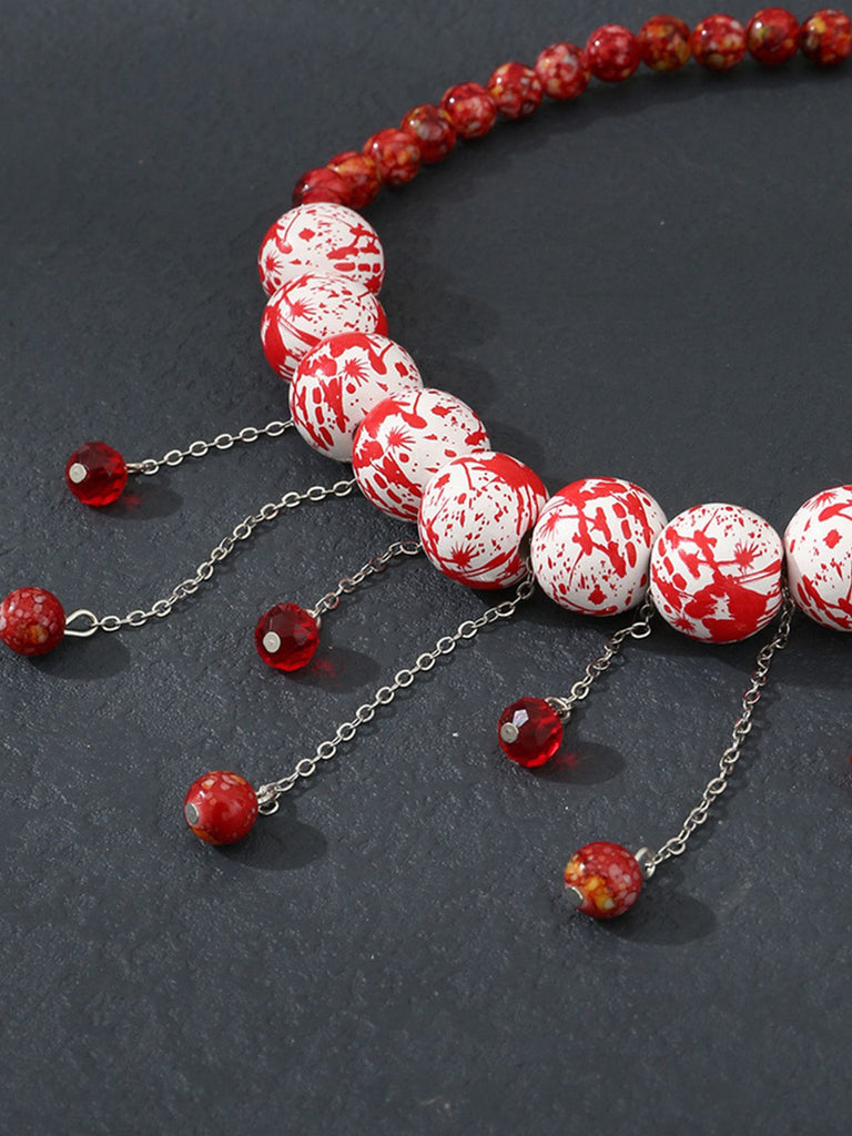 White Halloween Blood Gothic Necklace, vintage fashion, retro style - perfect for women who love vintage and retro fashion