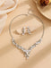 White Pearl Rhinestone Leaves Necklace & Earring Set - vintage fashion, retro style, pure white