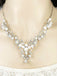 White Pearl Rhinestone Leaves Necklace & Earring Set - vintage fashion, retro style, pure white