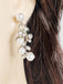 White Pearl Rhinestone Leaves Necklace & Earring Set - vintage fashion, retro style, pure white