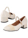 White Pearl Strap Chunky Heel Shoes: timeless vintage elegance she makes her own
