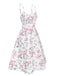 This White & Pink 1950s Straps Painted Floral Dress wraps her in 1950s elegance, one twirl at a time
