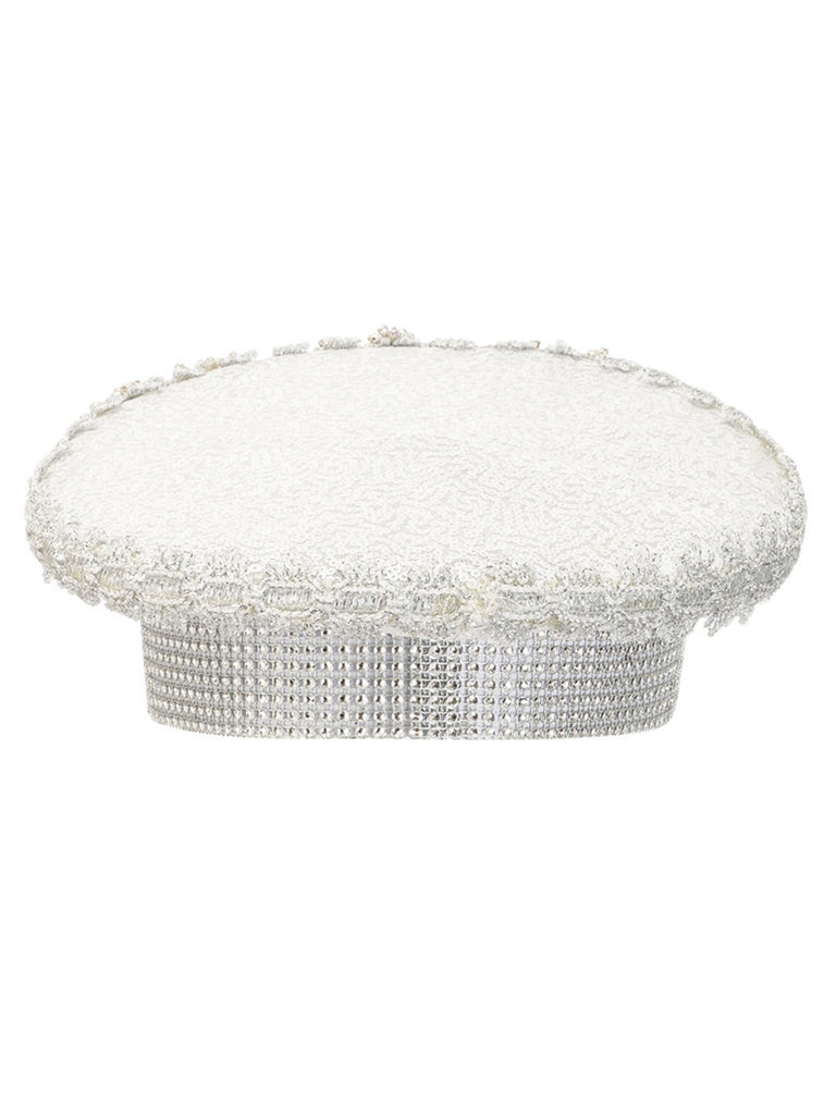 White Rhinestone Letter Party Big Cap Hat - vintage fashion, retro style, pure white