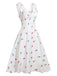 White Satin-faux Cherry Polka Dot Dress, vintage dress, retro fashion - perfect for women who love vintage and retro fashion