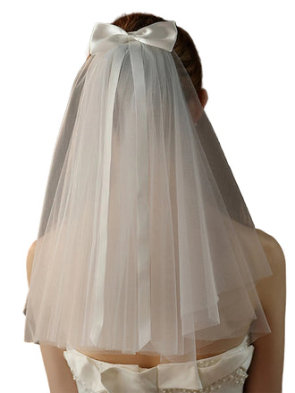 White Vintage Bow Wedding Bridal Veil - vintage fashion, retro style, pure white