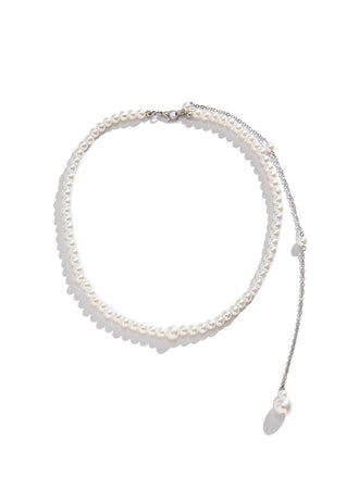 White Vintage Pearl Back Drop Chain Necklace - vintage fashion, retro style, pure white