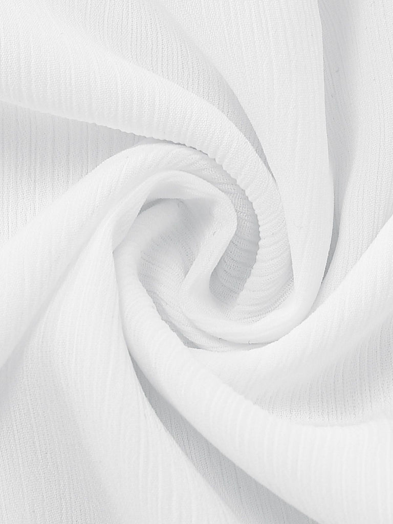 Front: White 1940s Solid Lace Patchwork Tie Front Dress, vintage charm, perfect for vintage fashion lovers