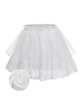[Pre-Sale] White 1950s Lace Double-Layered Ruffled Tulle Cover-Up