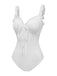 [Pre-Sale] 2PCS White 1950s Lace Ruffled Bow Swimsuit & Cover-Up