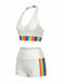 [Pre-Sale] White 1960s Rainbow Patchwork Bikini Set