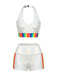 [Pre-Sale] White 1960s Rainbow Patchwork Bikini Set