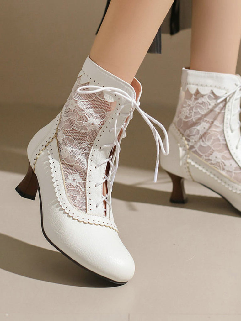 White lace-up shoes with a neutral background