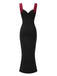 Wine Red 1930s Contrast Fishbone Mermaid Dress | vintage dress, retro fashion, elegant style - perfect for retro fashion enthusiasts