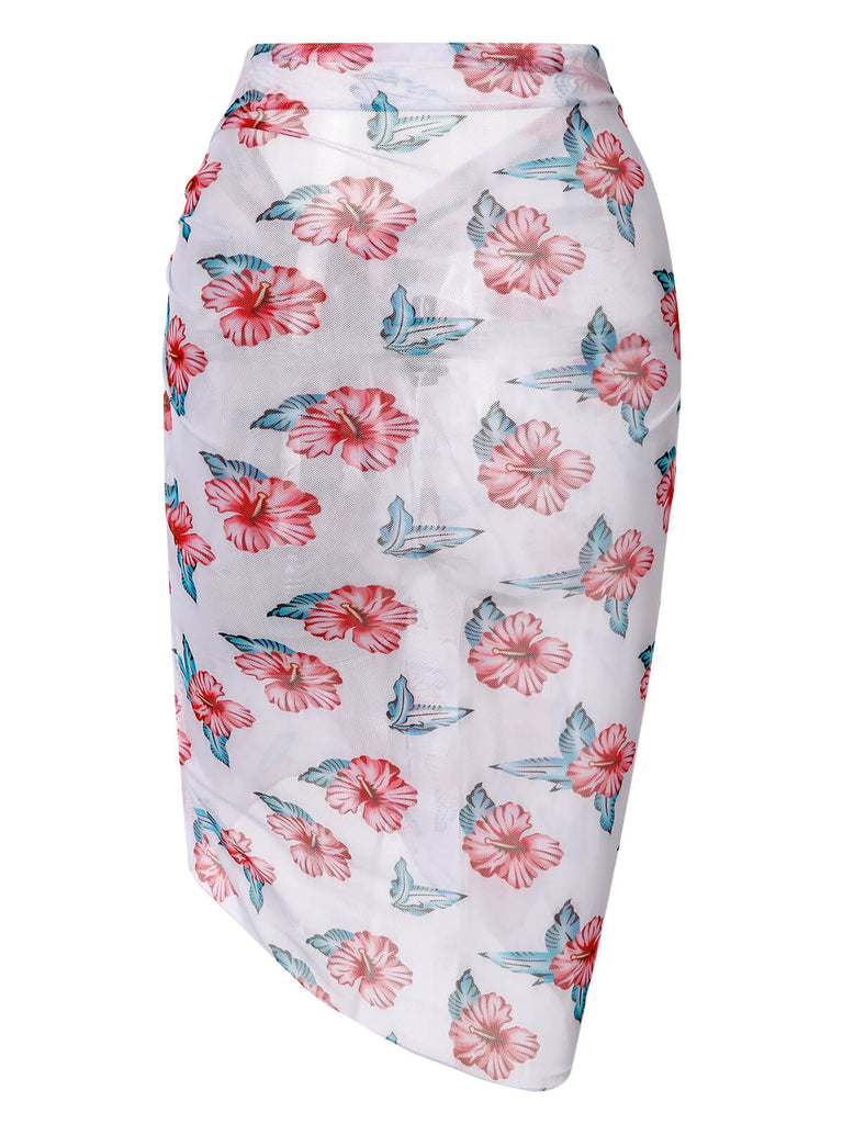 Wine Red 1930s Floral Bikini Set & Cover-Up — 1930s poolside glamour meets sun-drenched confidence