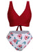 Wine Red 1930s Floral Bikini Set & Cover-Up — 1930s poolside glamour meets sun-drenched confidence