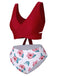 She's wearing Wine Red 1930s Floral Bikini Set & Cover-Up and the whole beach remembers the 1930s