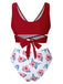 Wine Red 1930s Floral Bikini Set & Cover-Up: 1930s Riviera elegance, reimagined for her
