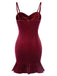 Wine Red 1930s Ruffled Hem Pleated Dress, vintage dress, retro fashion - perfect for women who love vintage and retro fashion