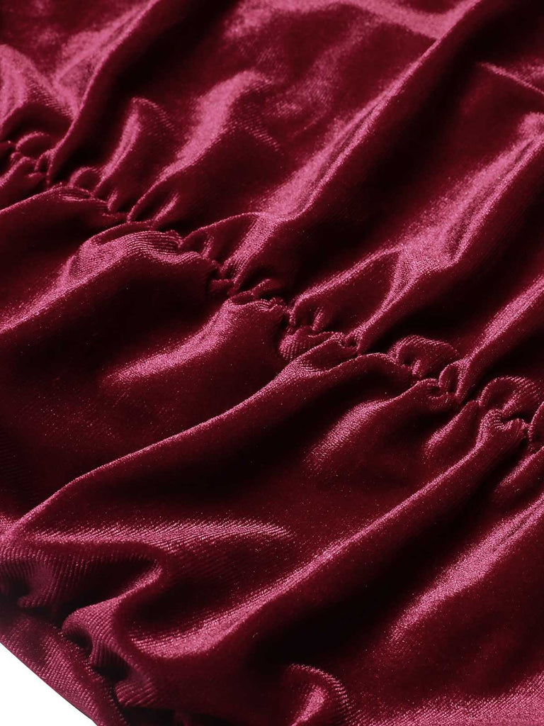 Wine Red 1930s Ruffled Hem Pleated Dress, vintage dress, retro fashion - perfect for women who love vintage and retro fashion