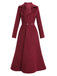 Wine Red 1930s Solid Suede Lapel Long Coat, vintage coat, retro outerwear - perfect for women who love vintage and retro fashion