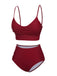 Wine Red 1930s Solid Wrinkle Swimsuit: 1930s Riviera elegance, reimagined for her
