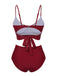 This Wine Red 1930s Solid Wrinkle Swimsuit carries 1930s vacation dreams in every stitch