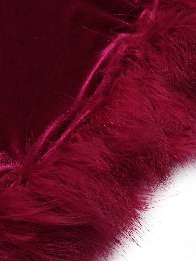 She slips into this Wine Red 1930s Squared Neck Velvet Mermaid Dress and suddenly it's a 1930s daydream