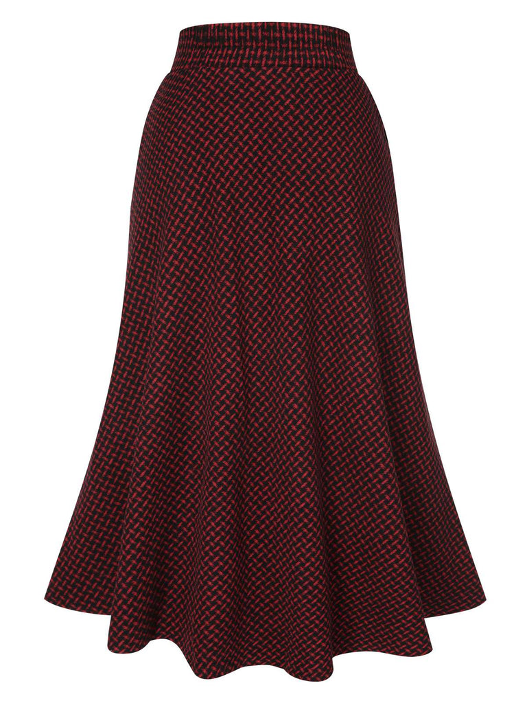 Wine Red 1940s A-Line Maxi Skirt, vintage skirt, retro style - perfect for women who love vintage and retro fashion