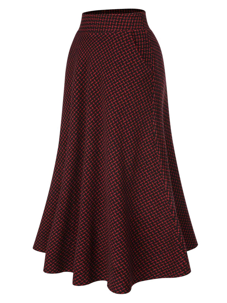 Wine Red 1940s A-Line Maxi Skirt, vintage skirt, retro style - perfect for women who love vintage and retro fashion
